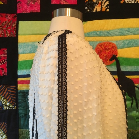 J Crew Lace Trim Swiss Dot Button Back Blouse 6 - Picture 6 of 8